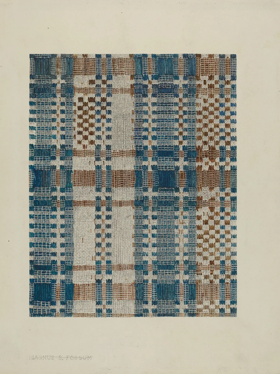 Handwoven Coverlet by Magnus S. Fossum, index of american design, 1938