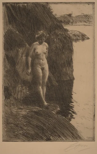 Precipice by Anders Zorn, print, 1909