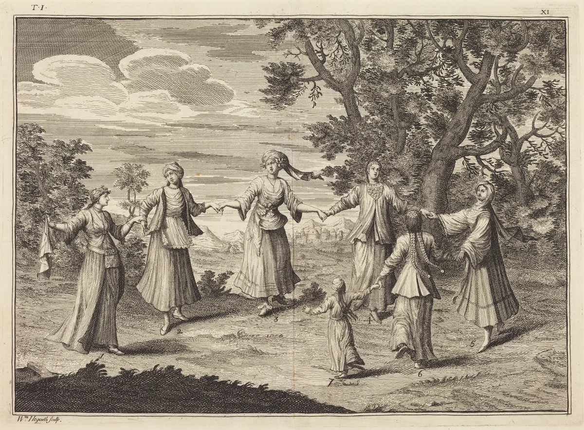 A Native Dance by William Hogarth, print, 1723