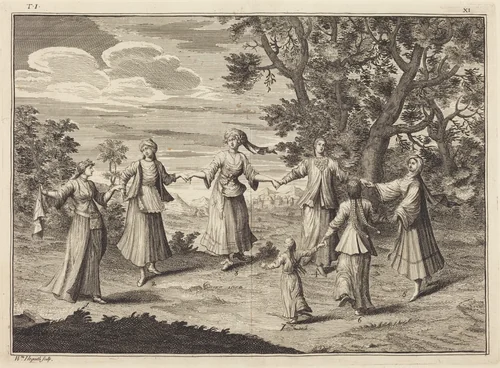 A Native Dance by William Hogarth, print, 1723