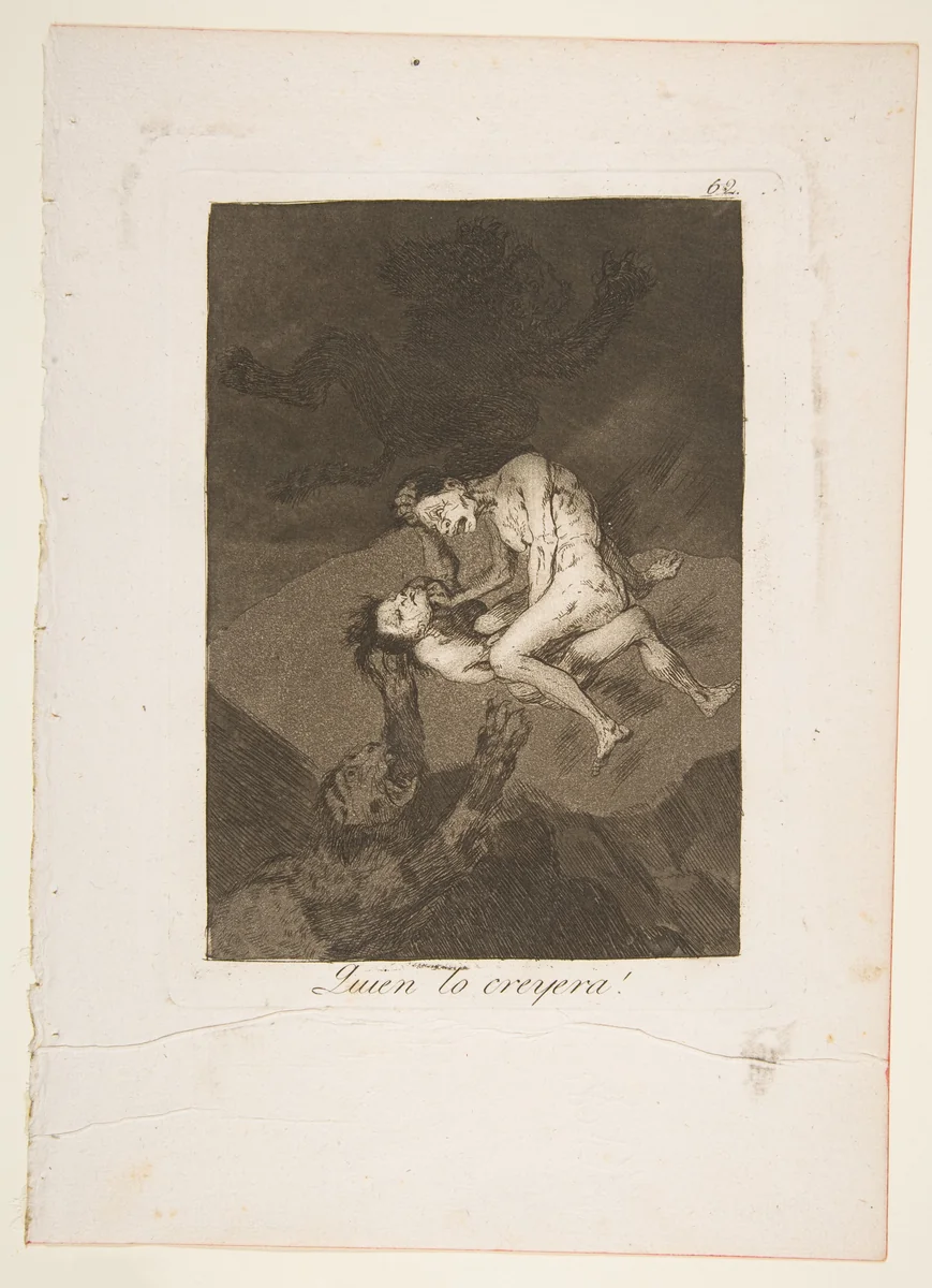 Plate 62 from "Los Caprichos": Who would have thought it? (Quien lo creyera!) by Goya, print, 1799