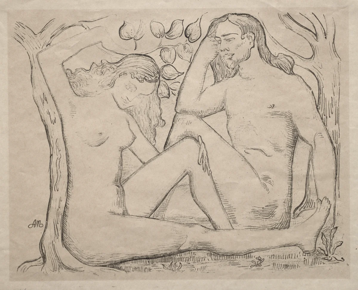 Nude Man and Woman by Aristide Maillol, print, 1900-1925