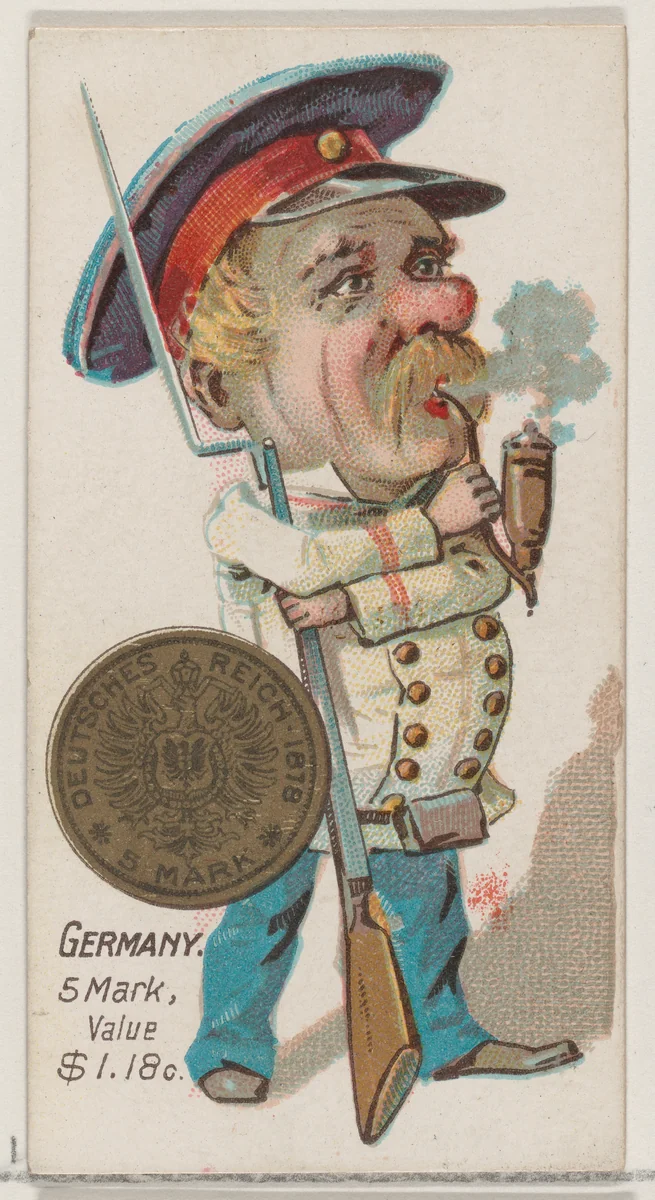 Germany, 5 Mark, from the series Coins of All Nations (N72, variation 1) for Duke brand cigarettes by W. Duke, Sons & Co., print, 1889