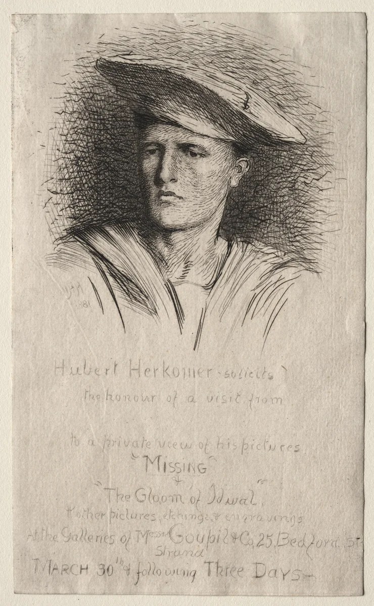 Head of a Young Man by Hubert von Herkomer, print, 1881