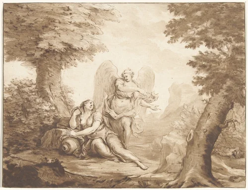 Hagar in de woestijn by Jurriaan Cootwijck, print, 1759