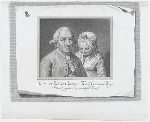 Portrait of Pedro de Salvador Carmona and his wife María García by Manuel Salvador Carmona, print, 1780