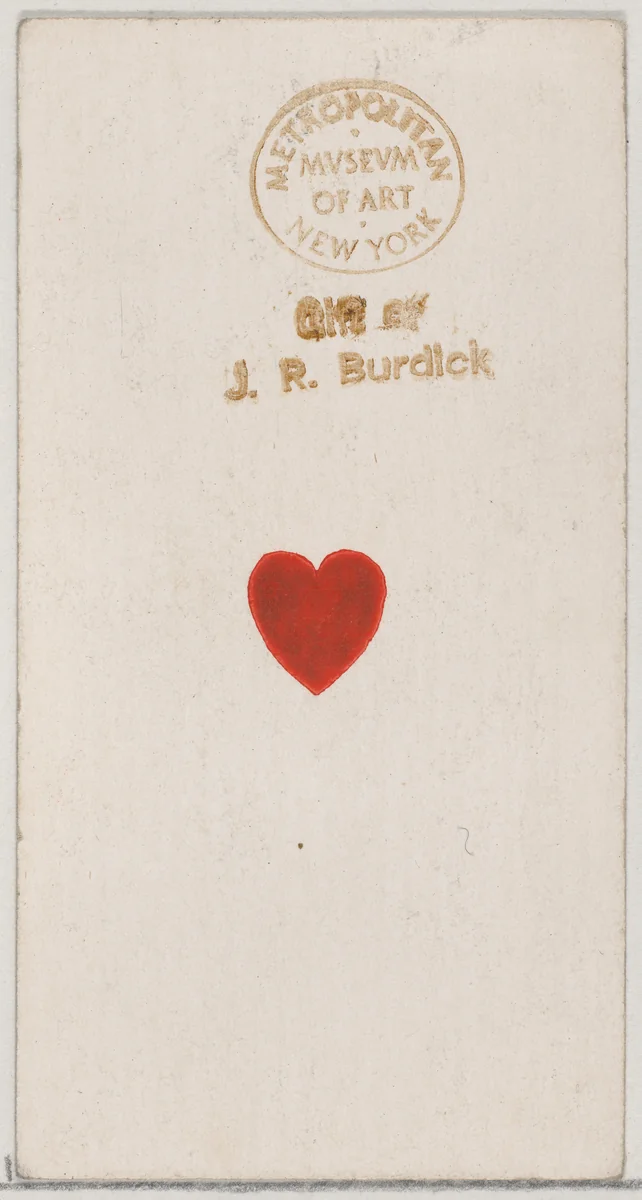 One Heart, from the Playing Cards series (N84) to promote Turkish Cross-Cut Cigarettes for W. Duke, Sons and Co. by W. Duke, Sons & Co., print, 1888