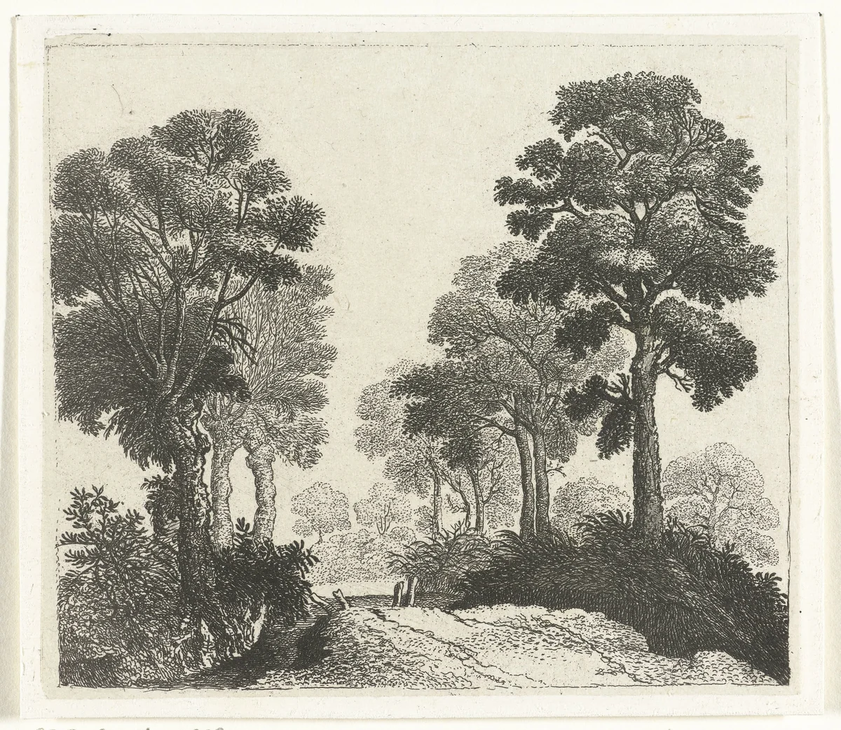 Landschap met bomen langs een pad by William Young Ottley, print, 1828