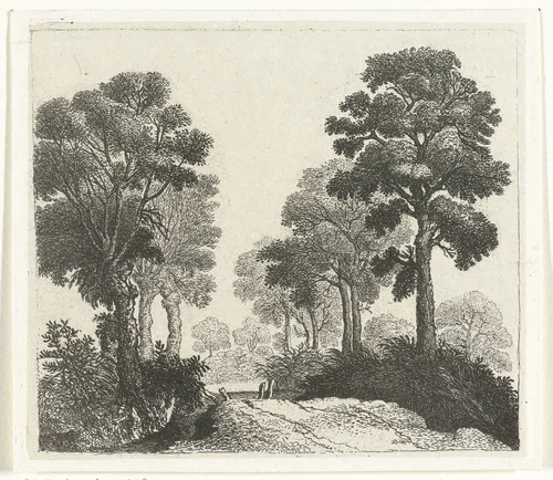 Landschap met bomen langs een pad by William Young Ottley, print, 1828