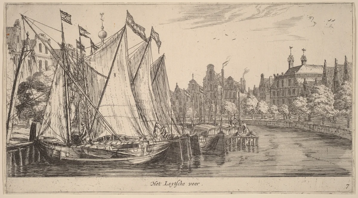 The Ferry to Leiden (Het Leytsche veer) by Reinier Nooms, print, 1623-1667
