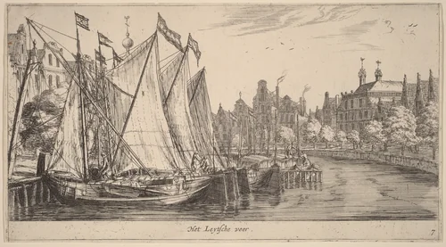 The Ferry to Leiden (Het Leytsche veer) by Reinier Nooms, print, 1623-1667
