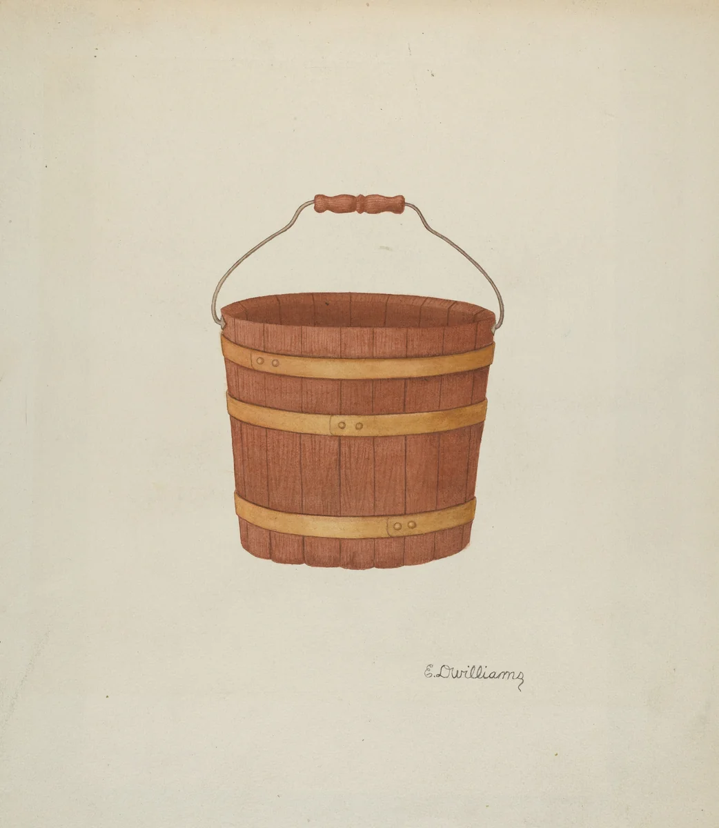 Shaker Cedar Basket by Edward D. Williams, index of american design, 1935-1942