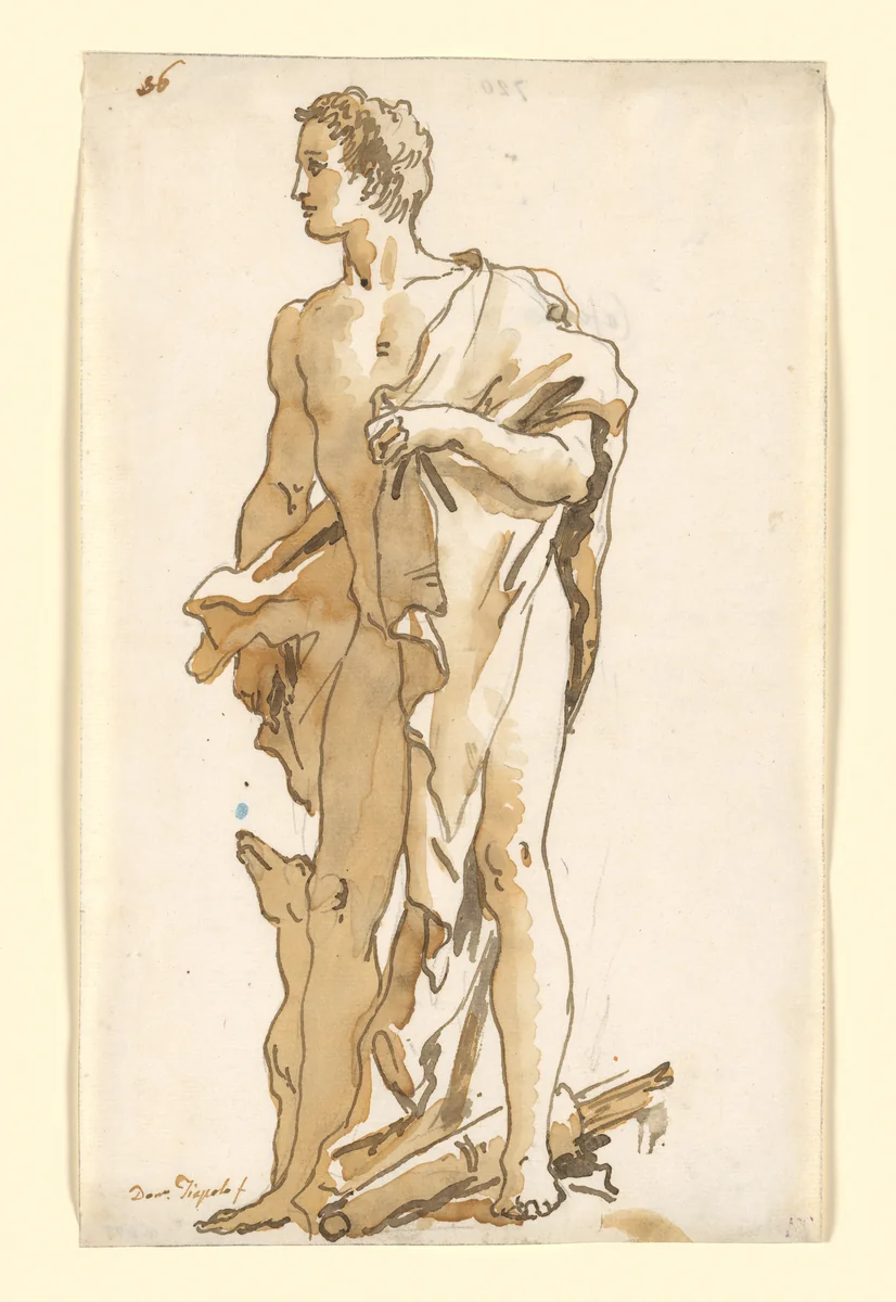 Meleager, Turning to the Left by Giovanni Domenico Tiepolo, drawing, 1736-1804