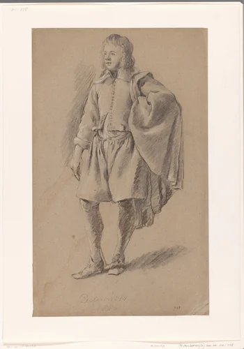 Studie van een staande jongen by Wijbrant Oosterdijk, drawing, 1657-1677