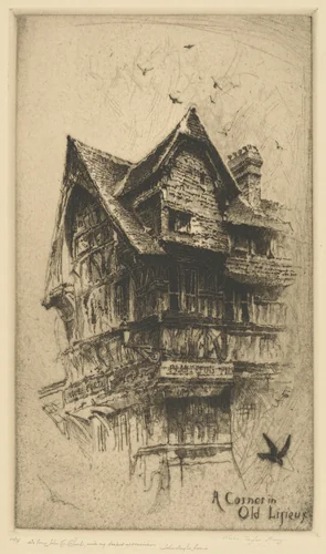A Corner in Old Lisieux by John Taylor Arms, print, 1916