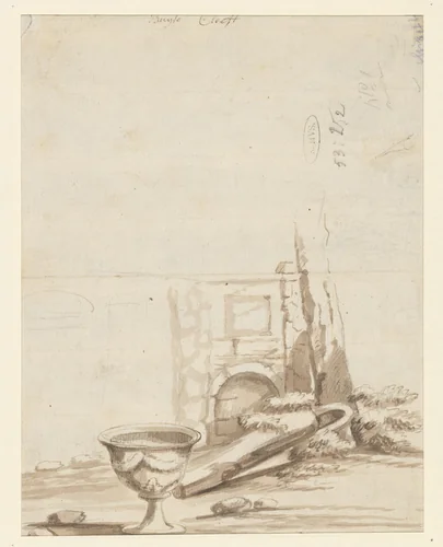 Detail van het graf van Johan Maurits van Nassau-Siegen by Arnoud van Halen, drawing, 1710-1730