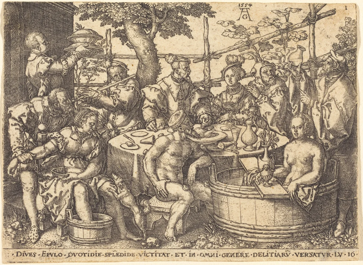 The Rich Man at the Table by Heinrich Aldegrever, print, 1554