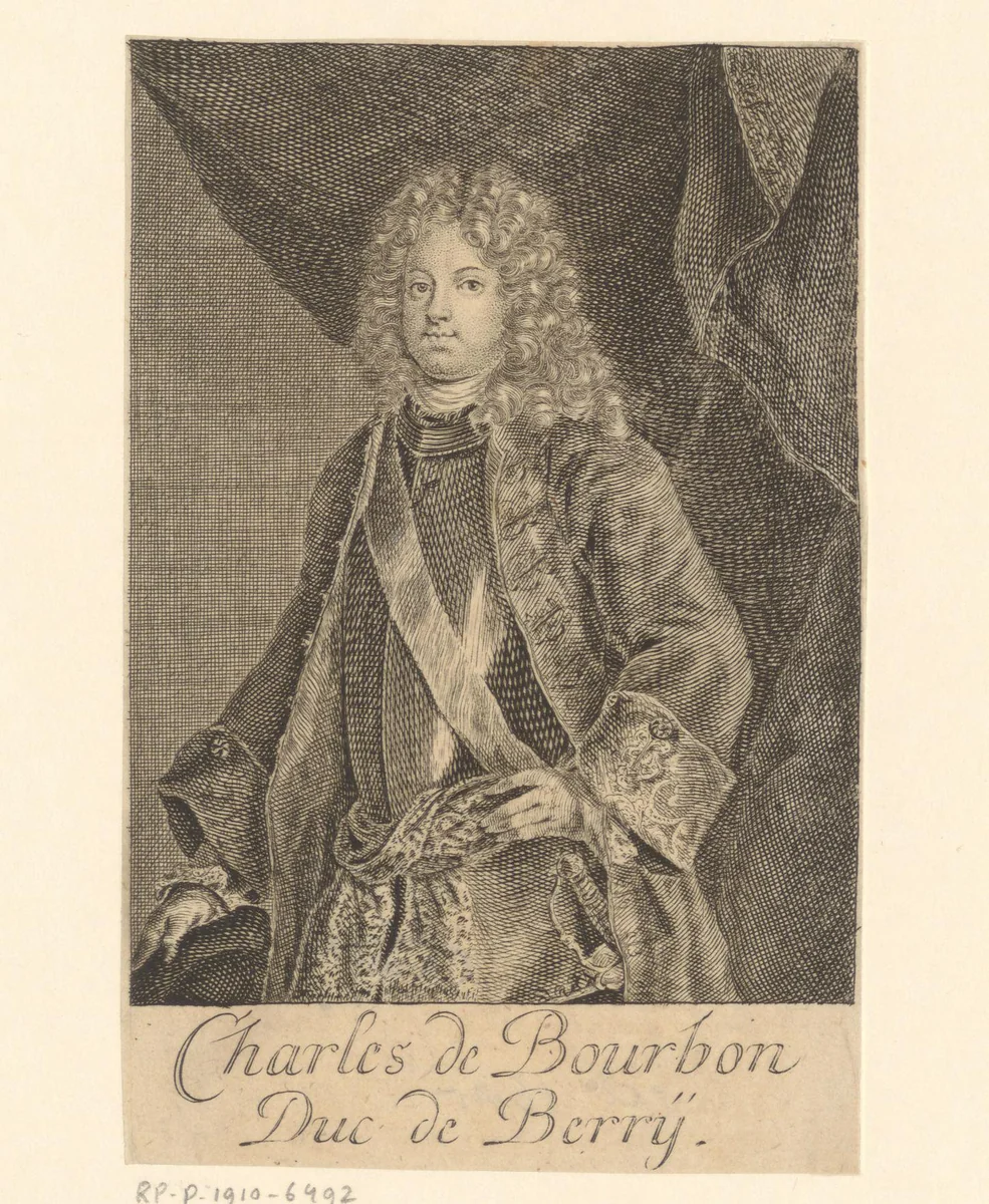 Portret van Karel van Frankrijk, hertog van Berry by anonymous, print, 1700-1750