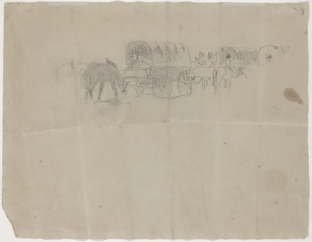 Supply Train and Mules [verso] by Winslow Homer, drawing, 1864