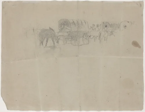 Supply Train and Mules [verso] by Winslow Homer, drawing, 1864