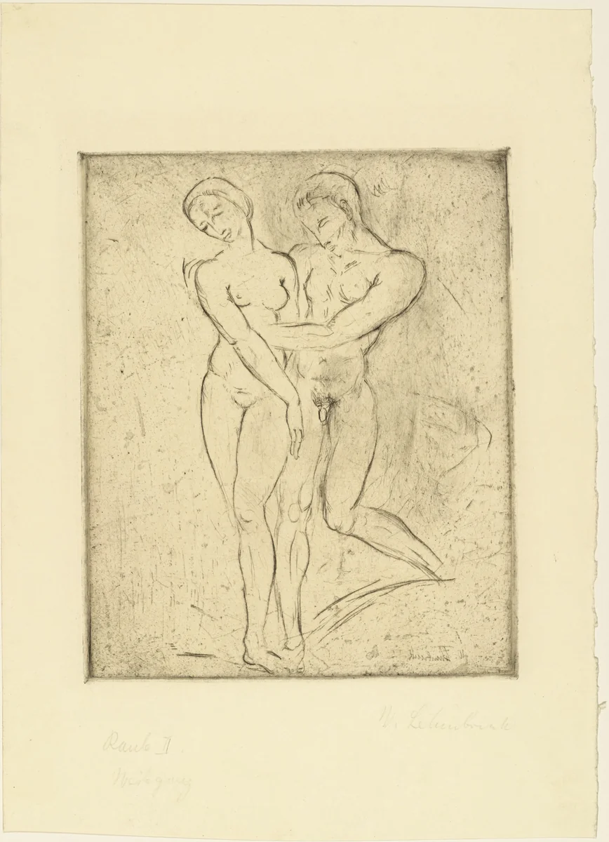Rape I, woman full figure (Raub I, Weib ganz) by Wilhelm Lehmbruck, print, 1911