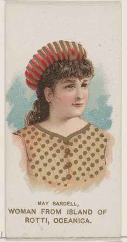 May Bardell Dressed as Woman From the Island of Rotti, Oceanica, from the set Actors and Actresses, Second Series (N71) for Duke brand cigarettes by W. Duke, Sons & Co., print, 1888-1890