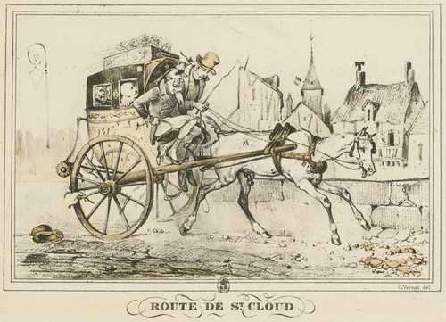 Scenes of Daily Life, Roads and Paths: Road to Saint-Cloud (Scènes de la vie quotidienne, Route et Chemins: Route de Saint-Cloud) by Carle Vernet, print, 1816