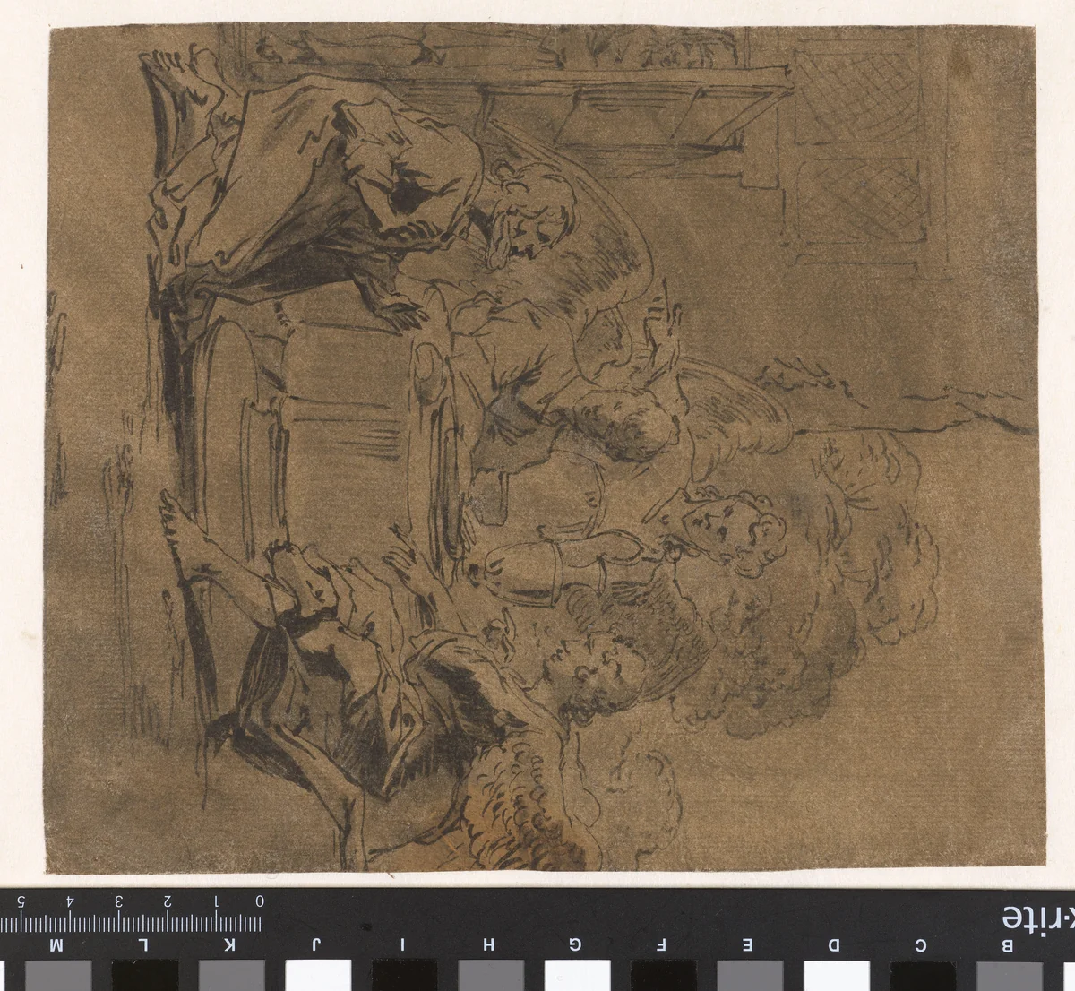 De gastvrijheid van Abraham by Leonaert Bramer, drawing, 1606-1674