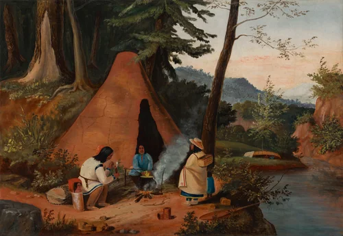 Indians Cooking Maize by American 19th Century, painting, 1850-1899
