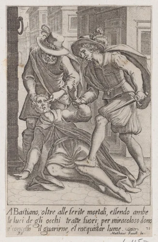 Bastiano, from Scelta d'Alcuni Miracoli e Grazie della Santissima Nunziata di Firenze (Selection of Some Miracles and Graces that Occurred in the Church of the Annunziata in Florence) by Jacques Callot, print, 1611-1619