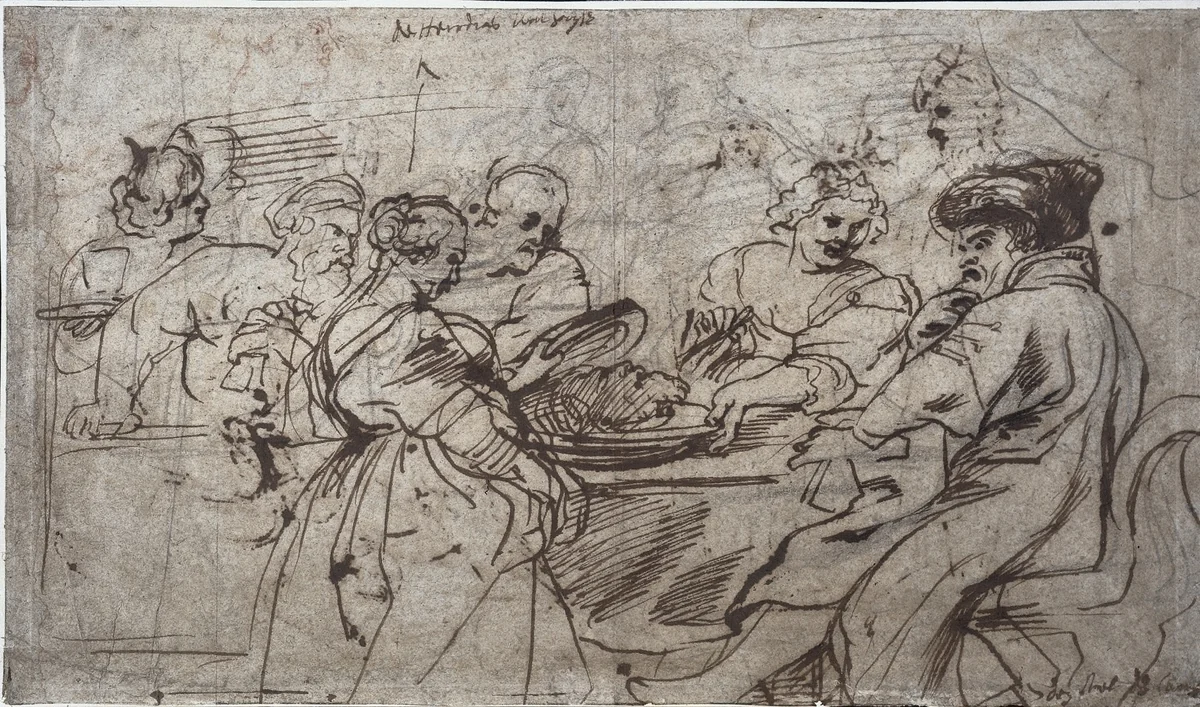 The Feast of Herod (recto) by Peter Paul Rubens, drawing, 1637-1638