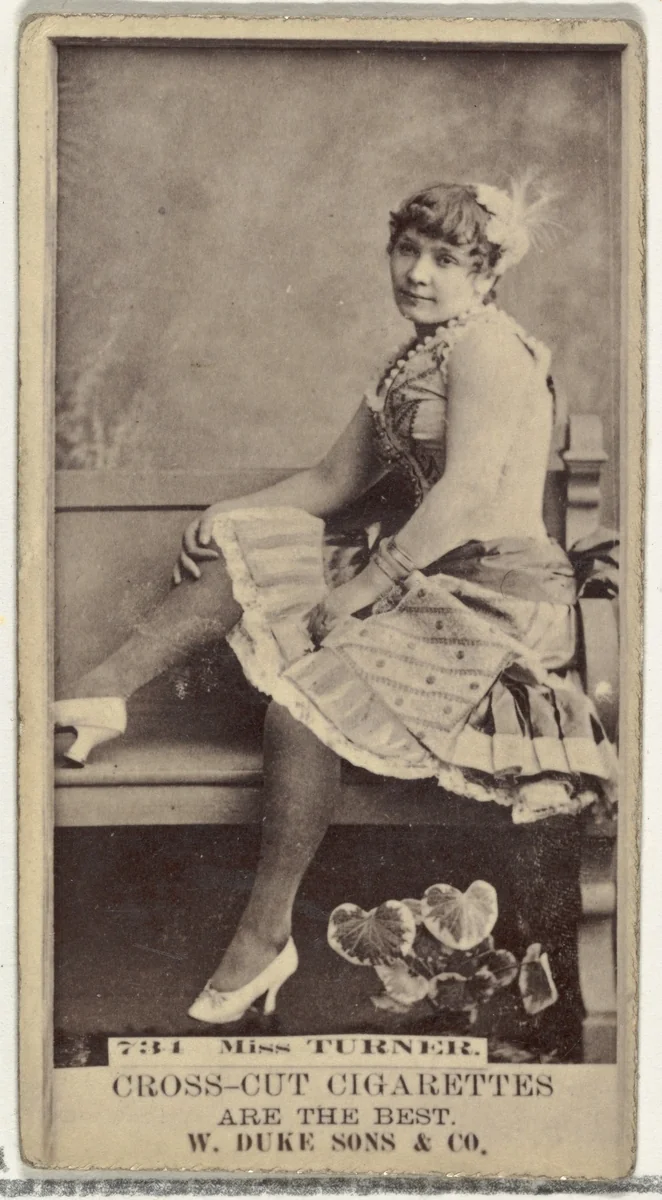 Card Number 731, Miss Turner, from the Actors and Actresses series (N145-3) issued by Duke Sons & Co. to promote Cross Cut Cigarettes by W. Duke, Sons & Co., photograph, 1880-1889