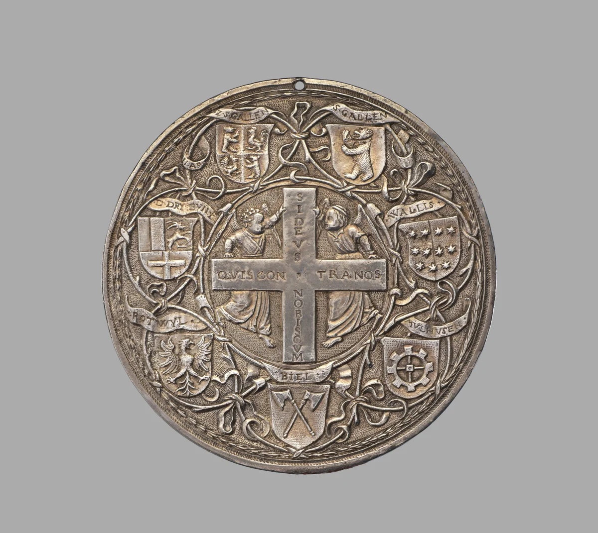 Medal Issued by the Swiss Cantons on the Birth of Princess Claude of France (1547–1575) by Hans Jacob Stampfer, metalwork, 1547