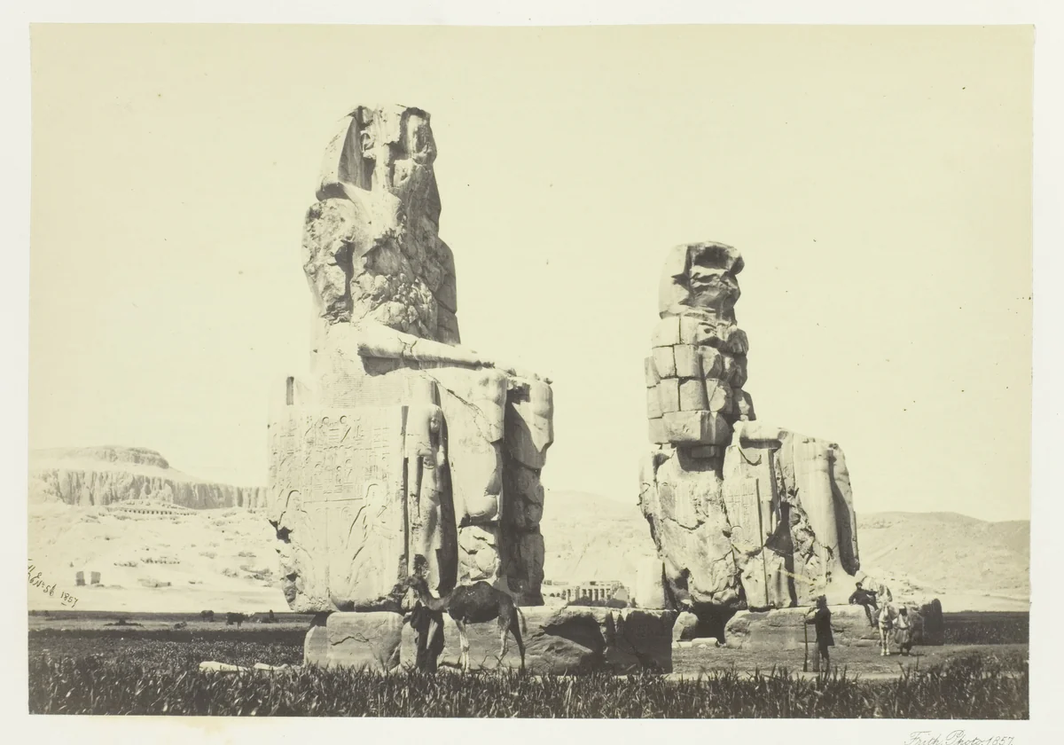 The Statues of Memnon, Plain of Thebes by Francis Frith, photograph, 1857