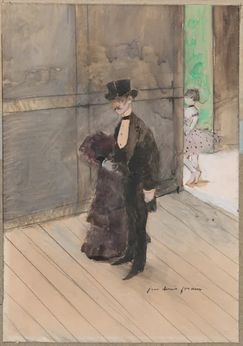 In the Wings by Jean-Louis Forain, drawing, 1875