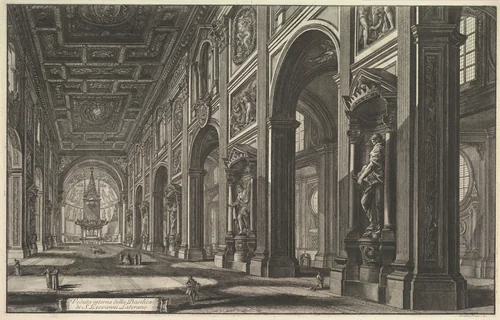 St. Giovanni in Laterano, Interior, from "Vedute di Roma" (Views of Rome) by Giovanni Battista Piranesi, print, 1763-1773