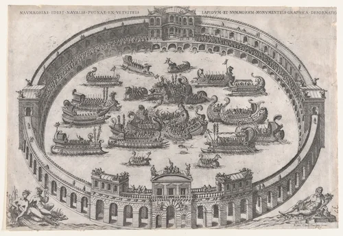 Roman Naval Battle, from "Speculum Romanae Magnificentiae" by anonymous, print, 1565-1585
