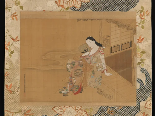 Courtesan Enjoying a Cool Summer Evening by Ogawa Haritsu, painting, 1741