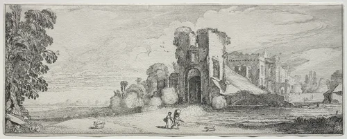 Some Pleasing Landscapes and Ruins of Ancient Monuments: Brederode Castle by Jan van de Velde, print, 1610-1620