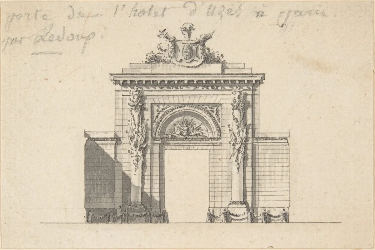 Portal of the Hôtel d'Uzès by Ledoux by anonymous, drawing, 1700-1800