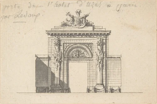 Portal of the Hôtel d'Uzès by Ledoux by anonymous, drawing, 1700-1800