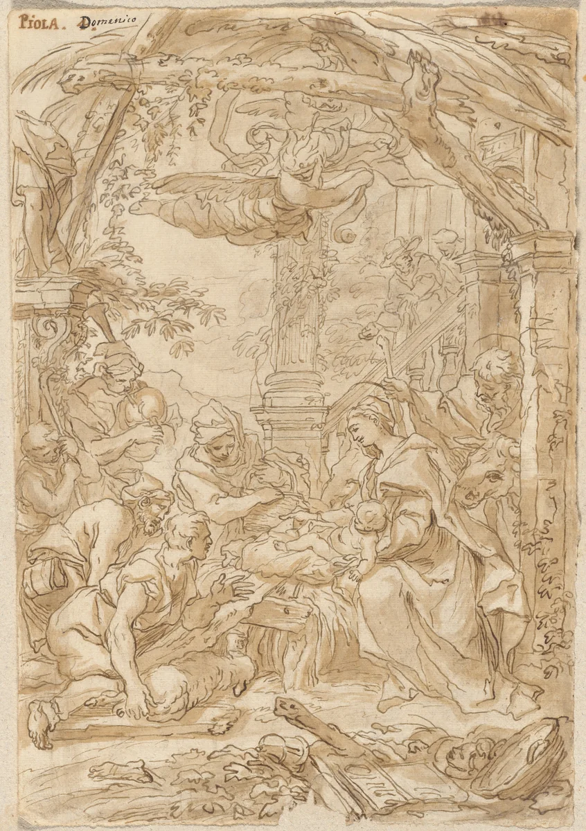 The Adoration of the Shepherds by Giovanni Battista Merano, drawing, 1670-1679