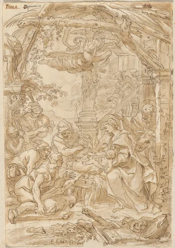 The Adoration of the Shepherds by Giovanni Battista Merano, drawing, 1670-1679
