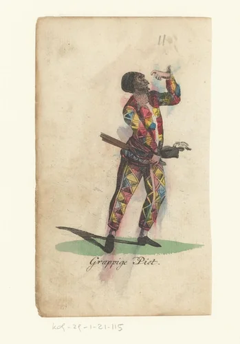 Straatartiest Grappige Piet by anonymous, print, 1821-1829