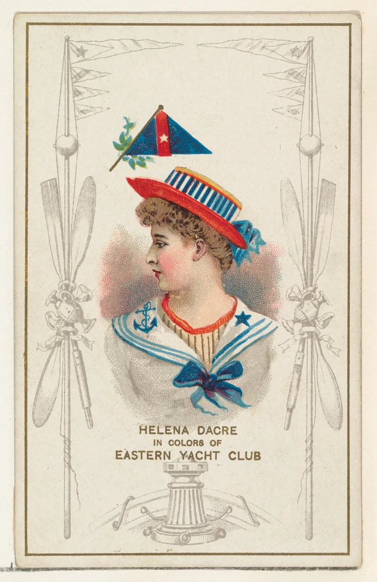 Helena Dacre in Colors of Eastern Yacht Club, from the Yacht Colors of the World series (N140) issued by Duke Sons & Co. to promote Honest Long Cut Tobacco by W. Duke, Sons & Co., print, 1890