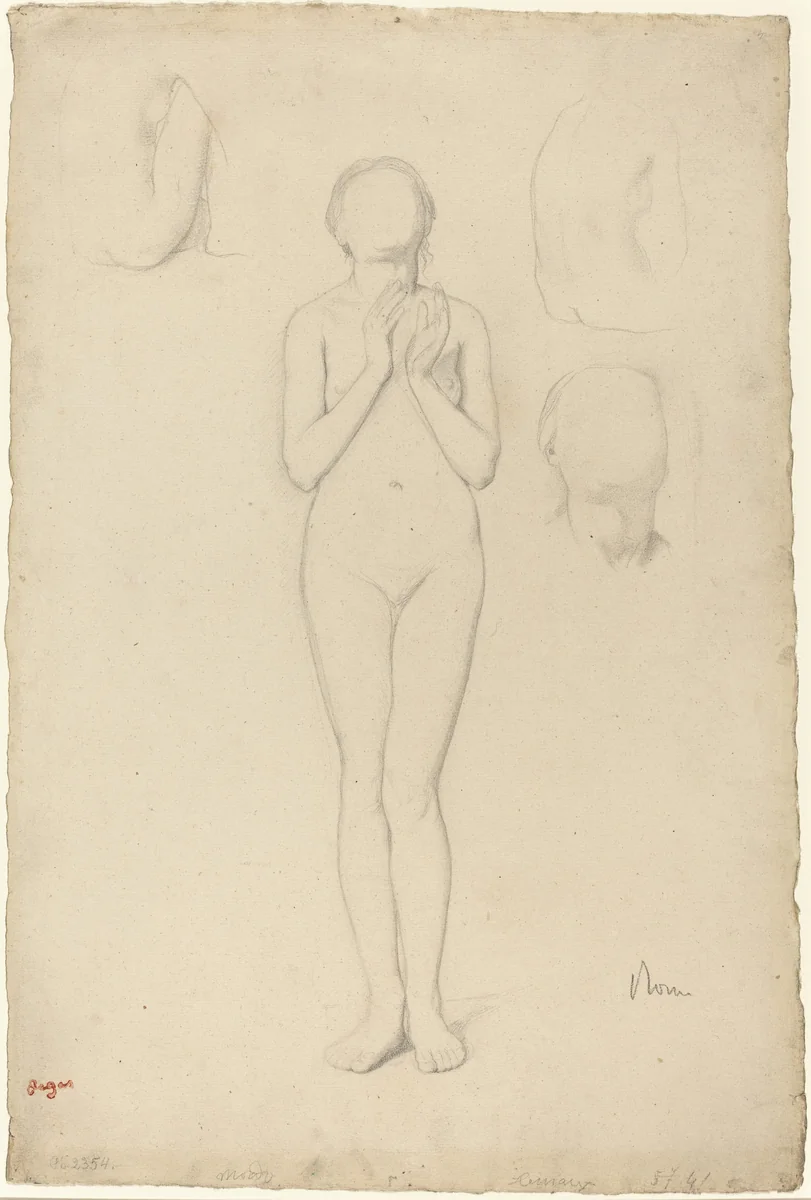 Study of a Female Nude by Edgar Degas, drawing, 1856-1858