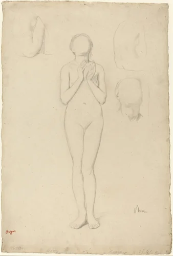 Study of a Female Nude by Edgar Degas, drawing, 1856-1858
