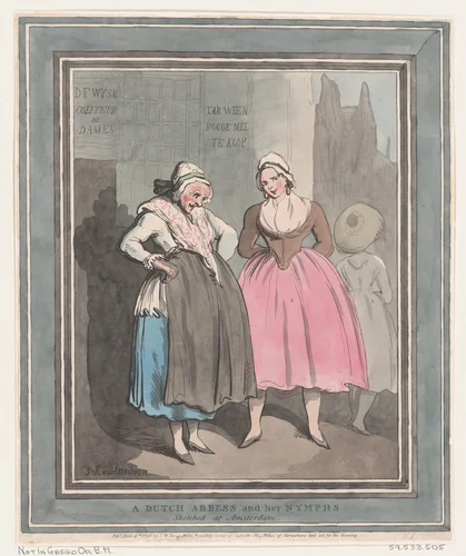 A Dutch Abbess and her Nymphs by Thomas Rowlandson, print, 1796