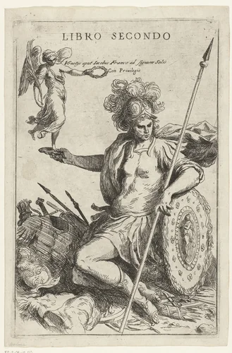 Titelblad met Minerva by Jacopo Palma, print, 1554-1611