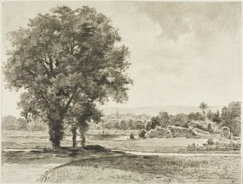 Landscape by Maxime Lalanne, drawing, 1870-1875